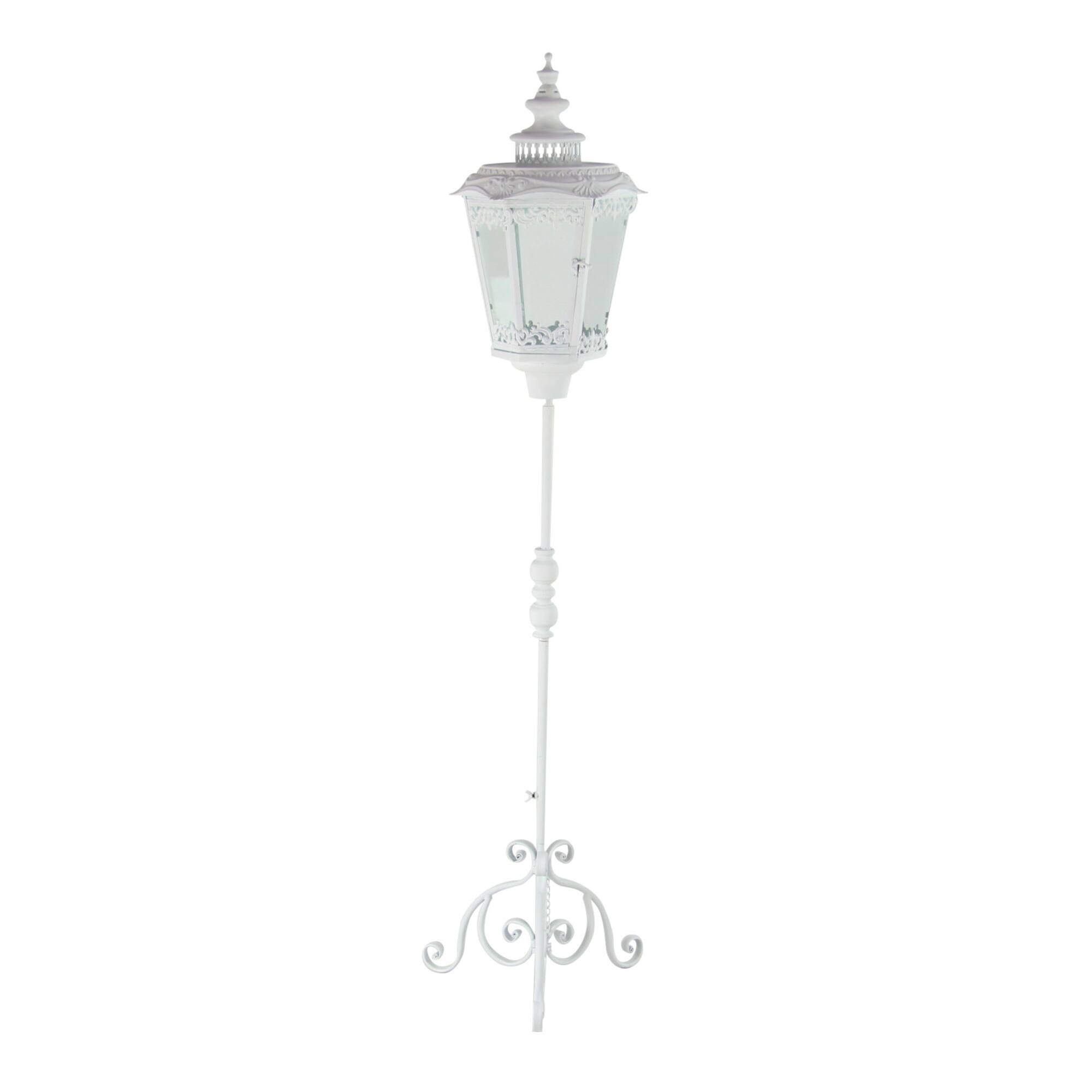 White Iron Vintage Candle Holder Lantern, 66" x 17" x 17"